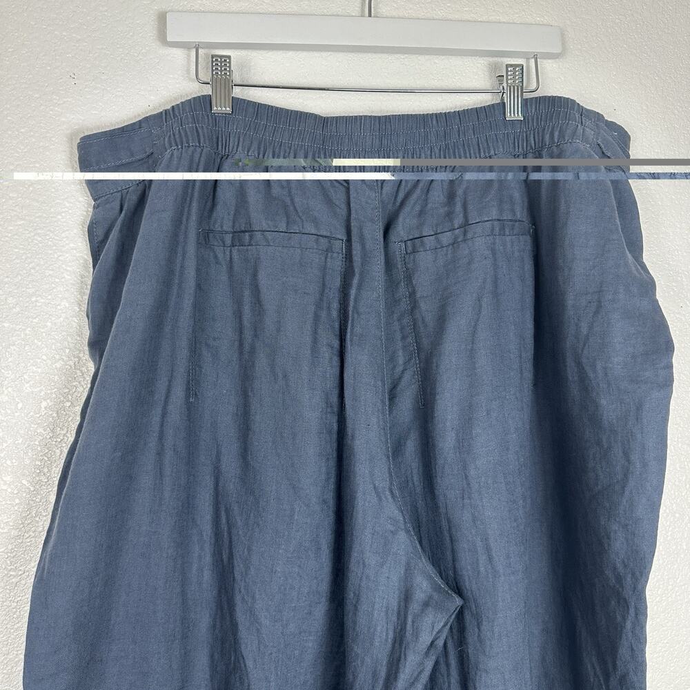 Athleta Voyager Linen Pants Women 20 Plus Granite Blue Relaxed Comfort Crop - Picture 9 of 13